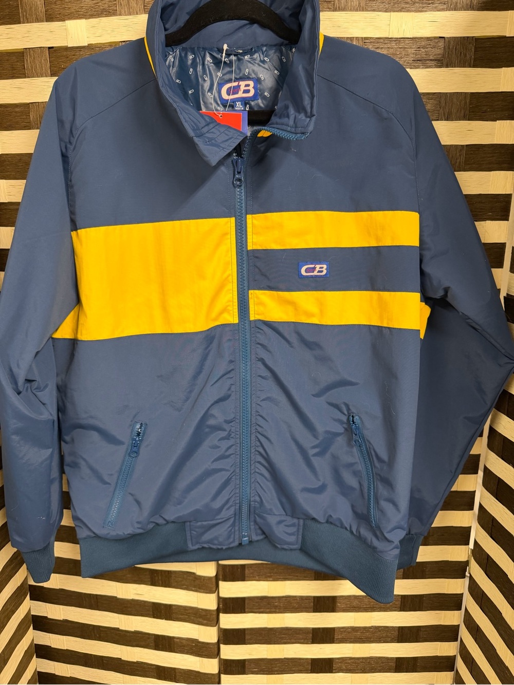 CB Sports USA NWT Womens’s XL Lined Windbreaker Full Zip Blue/Gold
